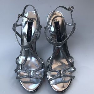Nina Silver Jeweled Evening Wear Shoes